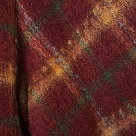 Sasha red fall leaves color wool blend jacket zipper sz 16 funnel neck plaid - Picture 9 of 16